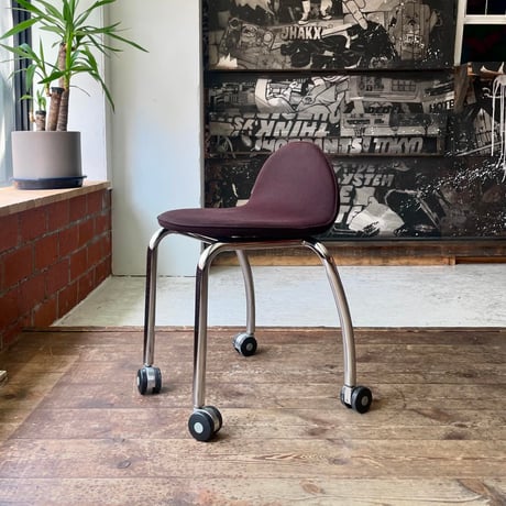 USED IRON LEG FABRIC STACKING CARRY CHAIR
