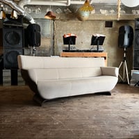 JAPAN USED “FUJI FURNITURE / TAPIO” WALNUT FRAME FABRIC 3P SOFA