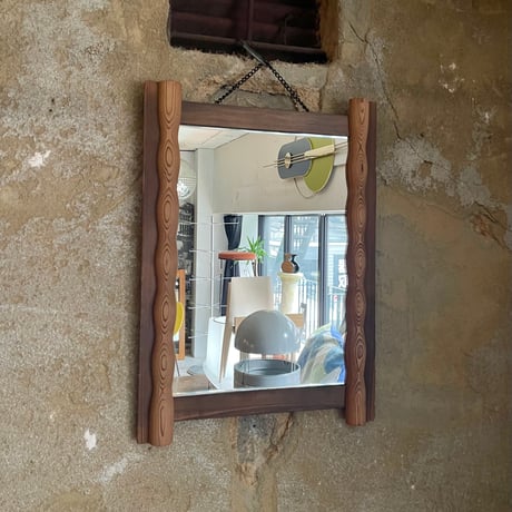 JAPAN USED WOODEN MIRROR