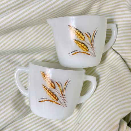 VINTAGE “FIRE-KING” MILK GLASS SUGAR POT & CREAMER SET
