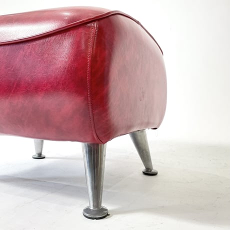 USED "PROCEED" IRON LEG VINYL LEATHER OTTOMAN