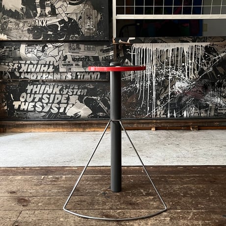 JAPAN USED “PUFF” WOODEN & STEEL LEG SIDE TABLE