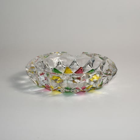 USED HAND PAINTED GLASS ASHTRAY