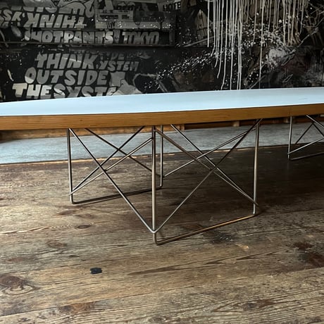 USED STAINLESS LEG WOODEN LOW TABLE