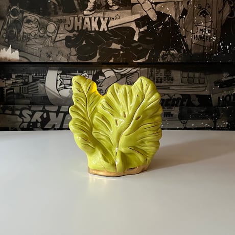 VINTAGE 50’S MID-CENTURY LEAF MOTIF CERAMIC TABLE LAMP