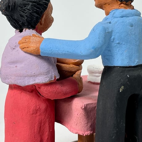 USED HANDMADE CERAMIC OLD COUPLE SCULPTURE