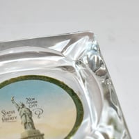 USED "NEW YORK / STATUE OF LIBERTY" GLASS SQUARE ASHTRAY