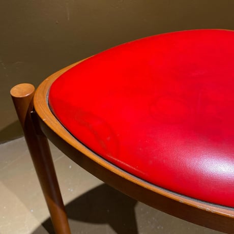 JAPAN VINTAGE “秋田木工” WOODEN FLAME VINYL LEATHER STOOL