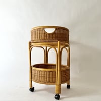 USED BAMBOO & RATTAN CARRY LAUNDRY SHELF