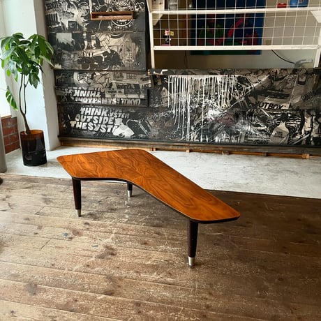 JAPAN USED "MARGINAL" WOODEN L-SHAPED COFFEE TABLE
