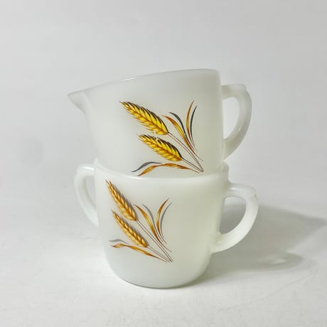 VINTAGE “FIRE-KING” MILK GLASS SUGAR POT & CREAMER SET