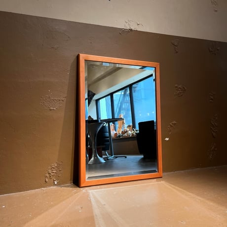 JAPAN USED RECTANGLE WOODEN FRAME WALL MIRROR