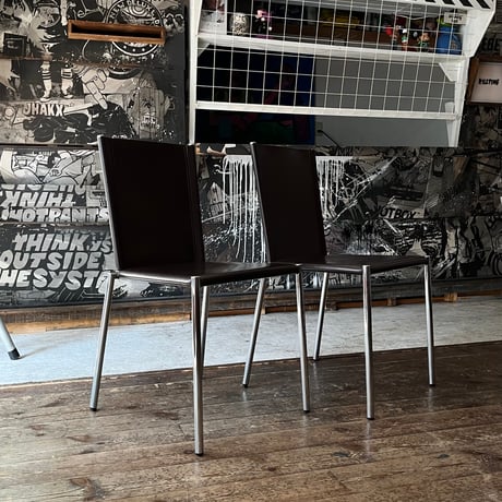 USED “EFFEZETA” GENUINE LEATHER DINING CHAIR