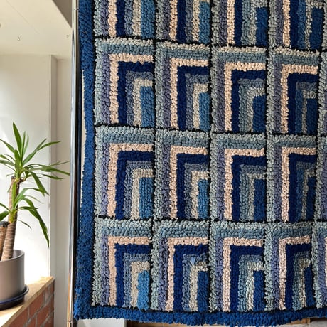 VINTAGE HANDMADE GEOMETRIC PATTERN COTTON RUG