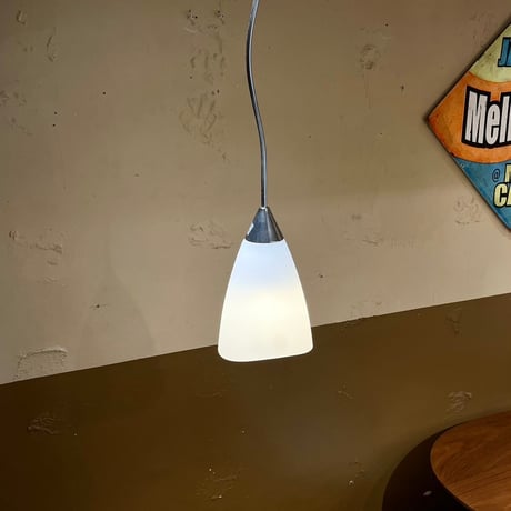 JAPAN USED GLASS & STAINLESS SHADE PENDANT LAMP