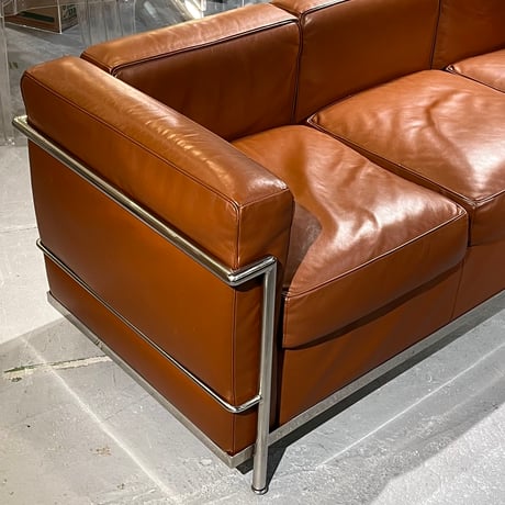 USED METAL FRAME LEATHER 3P SOFA
