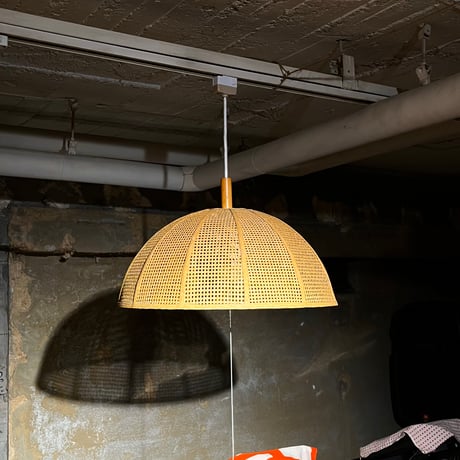 JAPAN USED RATTAN SHADE PENDANT LAMP