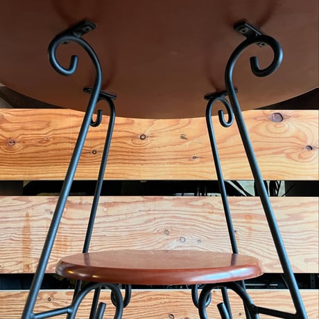USED METAL LEG WOODEN TOP SIDE TABLE
