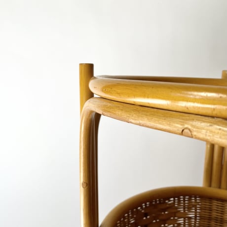 USED BAMBOO & RATTAN CARRY LAUNDRY SHELF