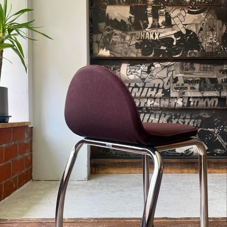 USED IRON LEG FABRIC STACKING CARRY CHAIR