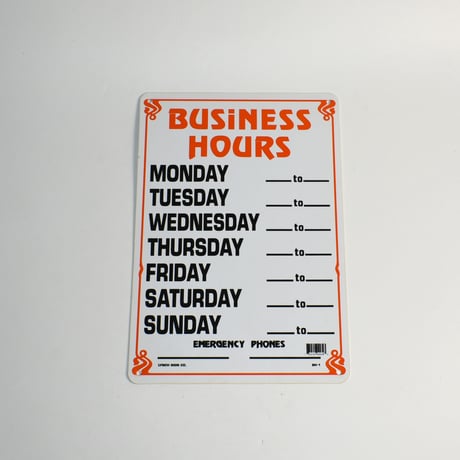 USED "LYNCH SIGN"BUSINESS HOURS WEEKLY SIGN BOARD