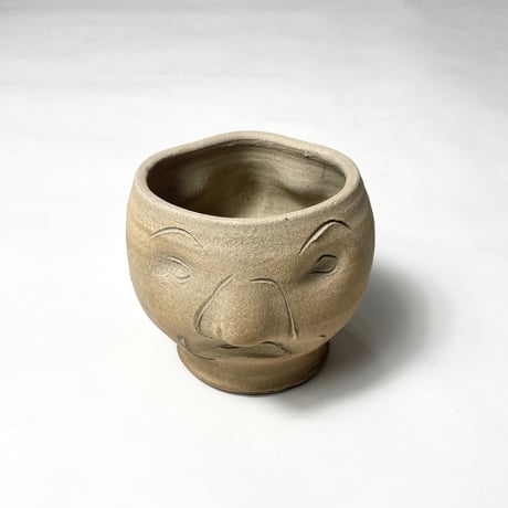USED HANDMADE CERAMIC FACE PLANTER