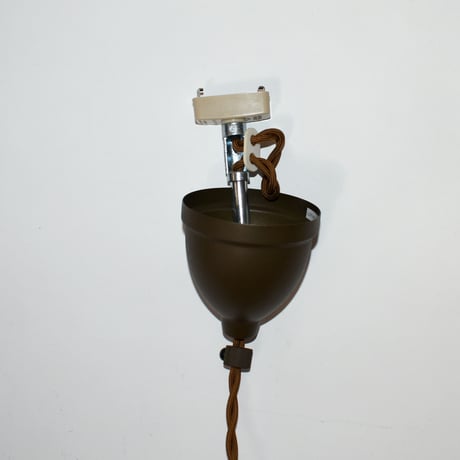 USED WOODEN BODY FABRIC SHADE PENDANT LAMP