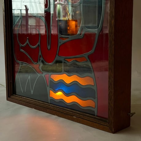 JAPAN VINTAGE UNKNOWN ARTIST STAINED GLASS ART LAMP