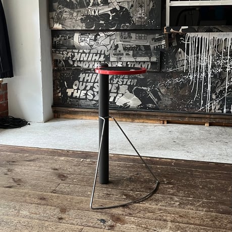 JAPAN USED “PUFF” WOODEN & STEEL LEG SIDE TABLE