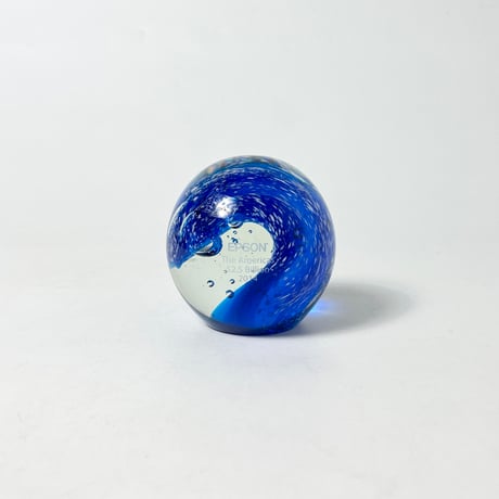 USED GLASS BLUE WAVE BALL FIGURINE