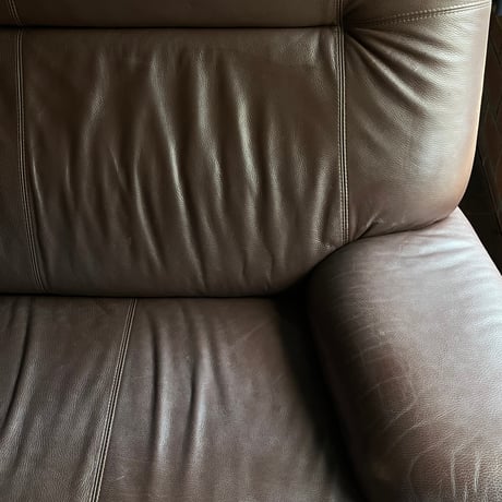 JAPAN USED  “浜本工芸” WOODEN FRAME GENIUS LEATHER 3P SOFA