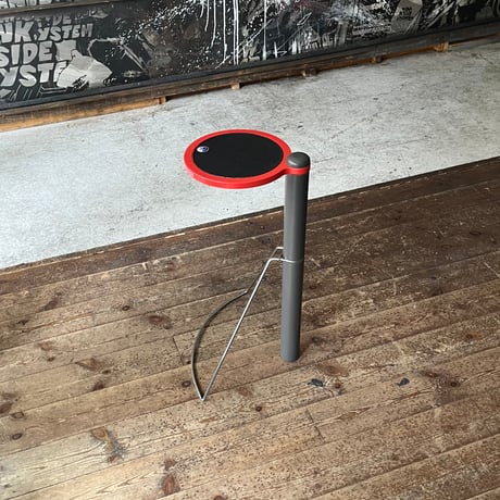 JAPAN USED “PUFF” WOODEN & STEEL LEG SIDE TABLE