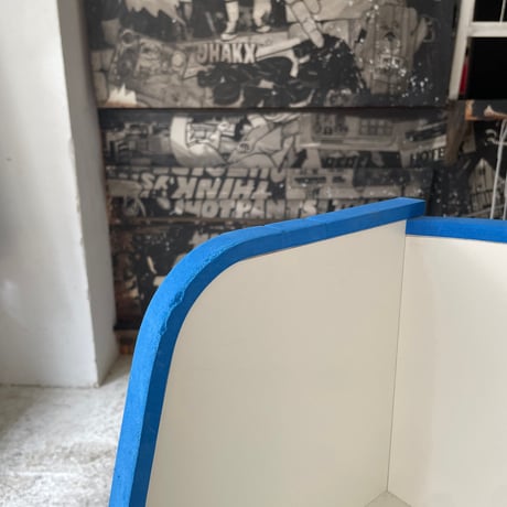 USED BLUE WOODEN SHELF