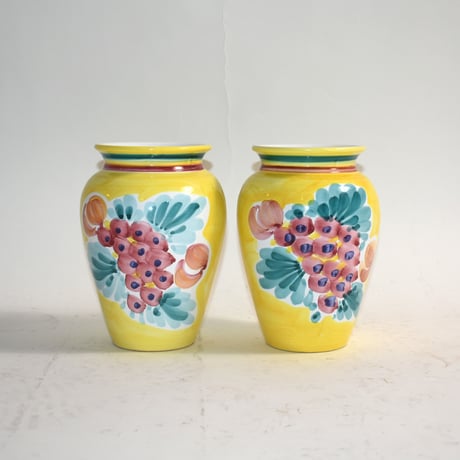 ITALIAN USED HANDPAINTED CERAMIC FLOWER VASE