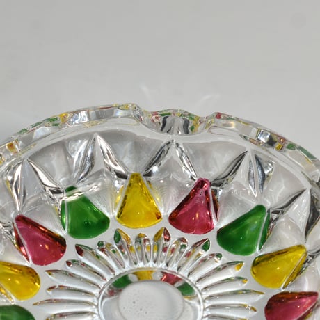 USED HAND PAINTED GLASS ASHTRAY