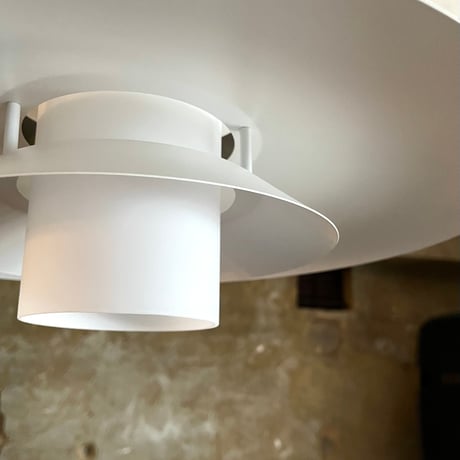 JAPAN USED ALUMINUM AND GLASS SHADE PENDANT LAMP