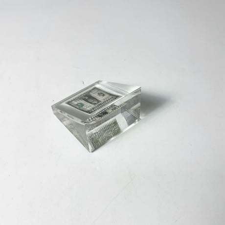 USED 70'S "THE SHRINKING DOLLAR" RIPPLED BILL PAPERWEIGHT
