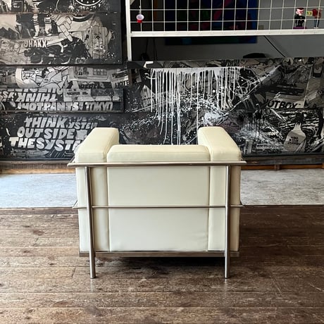 USED IRON FRAME VINYL LEATHER 1P SOFA