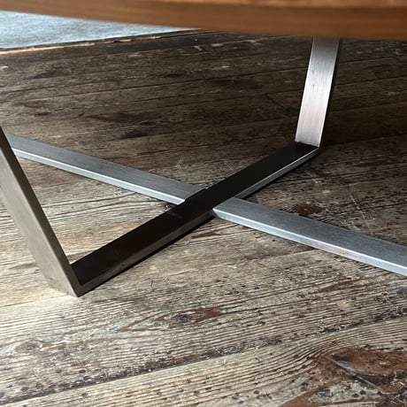 USED WOODEN IRON LEG COFFEE TABLE