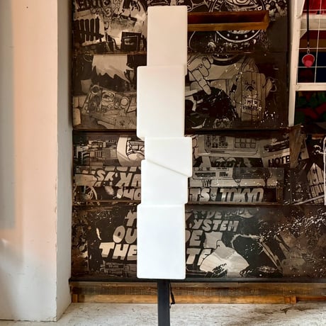 USED METAL FRAME PLASTIC SHADE FLOOR LAMP