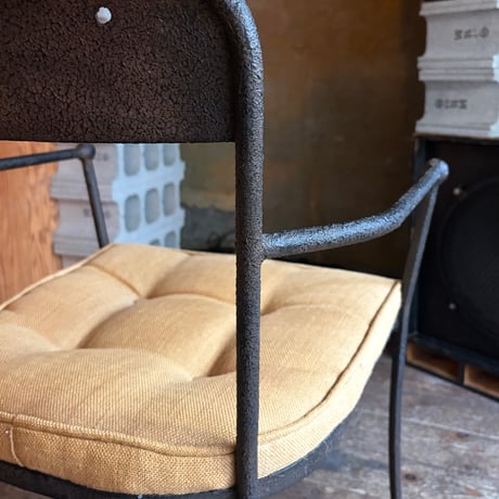 VINTAGE IRON FRAME FABRIC CHAIR