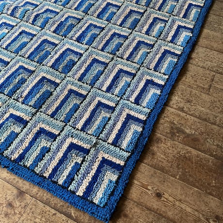 VINTAGE HANDMADE GEOMETRIC PATTERN COTTON RUG