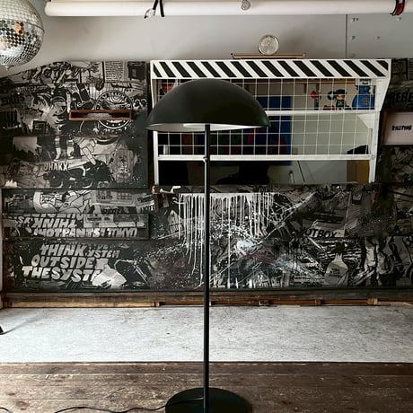 USED “OLD IKEA” METAL & PLASTIC SHADE FLOOR LAMP