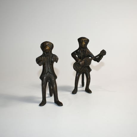 VINTAGE 2P BRONZE MONKEY CANDLE HOLDERS