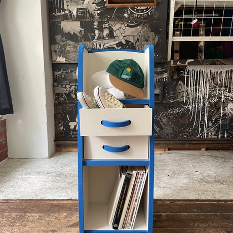USED BLUE WOODEN SHELF