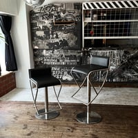 USED IRON LEG VINYL LEATHER COUNTER CHAIR