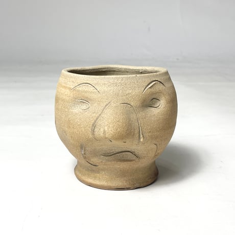USED HANDMADE CERAMIC FACE PLANTER