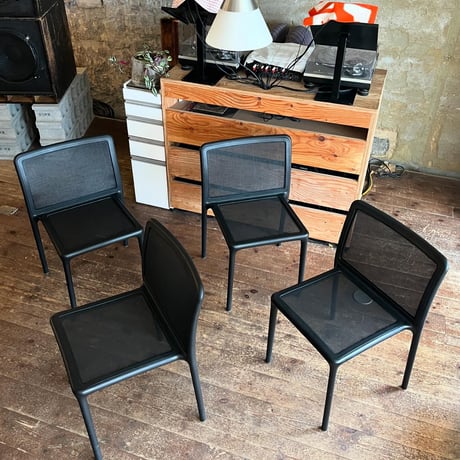 USED "SEGIS" PLASTICS MESH SEAT STACKING CHAIR