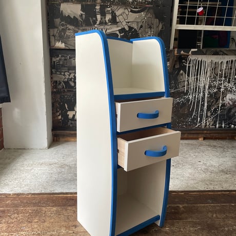 USED BLUE WOODEN SHELF