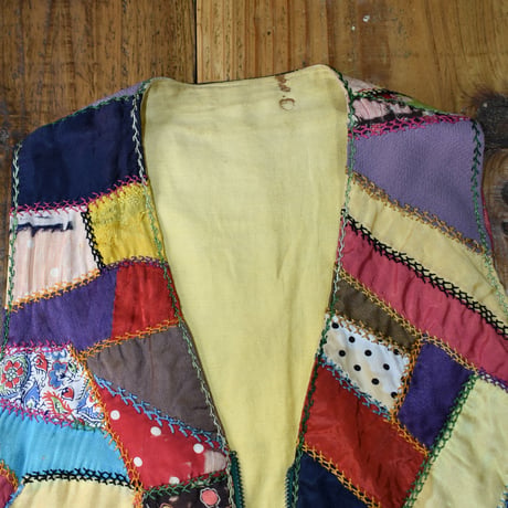VINTAGE 30'S - 40'S HANDMADE PATCHWORK ZIPPER VEST